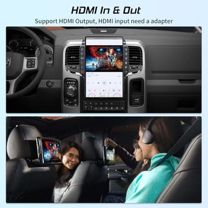 Cidava 13 Inch Car Radio for Dodge RAM 2014-2018 and 2019-2024 RAM Classic Old Body Style, T-Style Car Stereo with Wireless CarPlay/Android Auto, Fast Boot, Upgraded DSP & EQ, 4G LTE, 8+128GB