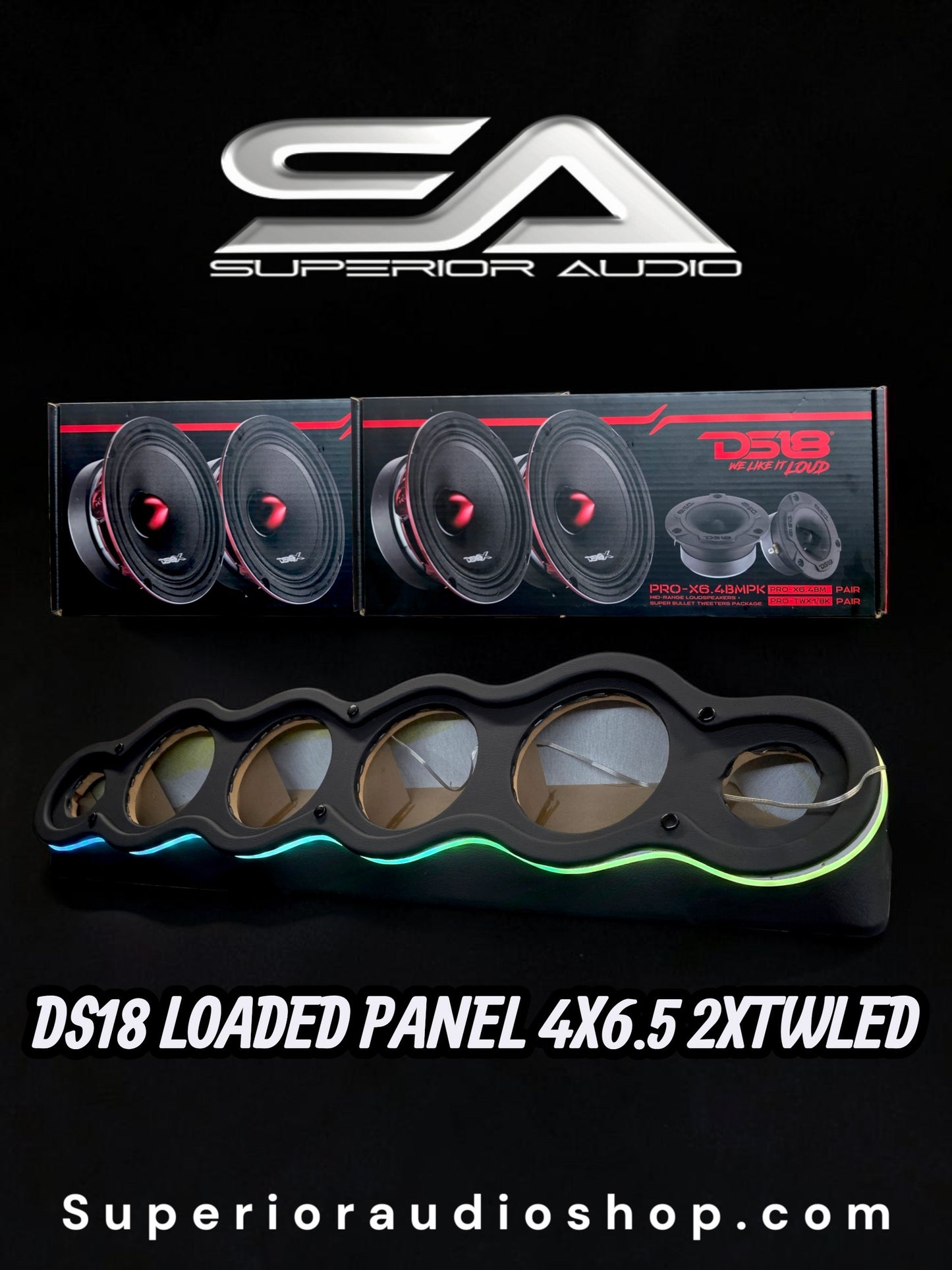 UNIVERSAL SA-4X6.5-2TWLED Speaker Panel (Loaded with Ds18 Speakers & Tweeters