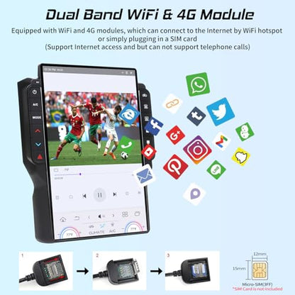 Cidava 13 Inch Car Radio for Dodge RAM 2014-2018 and 2019-2024 RAM Classic Old Body Style, T-Style Car Stereo with Wireless CarPlay/Android Auto, Fast Boot, Upgraded DSP & EQ, 4G LTE, 8+128GB