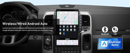 Cidava 13 Inch Car Radio for Dodge RAM 2014-2018 and 2019-2024 RAM Classic Old Body Style, T-Style Car Stereo with Wireless CarPlay/Android Auto, Fast Boot, Upgraded DSP & EQ, 4G LTE, 8+128GB