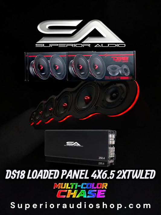 UNIVERSAL SA-4X6.5-2TWLED Speaker Panel (Loaded with Ds18 Speakers & Tweeters) (INCLUDES 4CH AMPLIFIER)