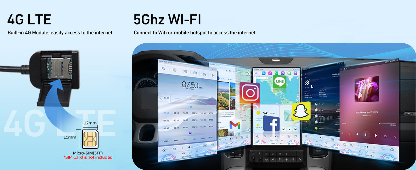 Cidava 13 Inch Car Radio for Dodge RAM 2014-2018 and 2019-2024 RAM Classic Old Body Style, T-Style Car Stereo with Wireless CarPlay/Android Auto, Fast Boot, Upgraded DSP & EQ, 4G LTE, 8+128GB