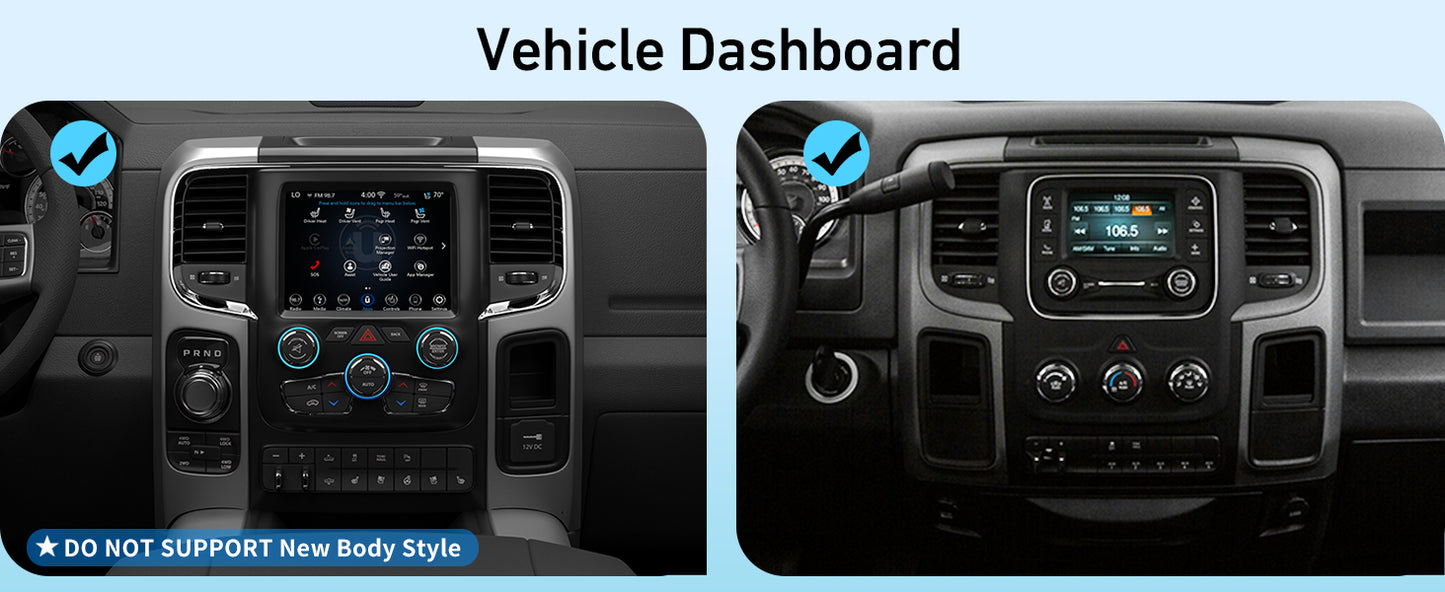Cidava 13 Inch Car Radio for Dodge RAM 2014-2018 and 2019-2024 RAM Classic Old Body Style, T-Style Car Stereo with Wireless CarPlay/Android Auto, Fast Boot, Upgraded DSP & EQ, 4G LTE, 8+128GB